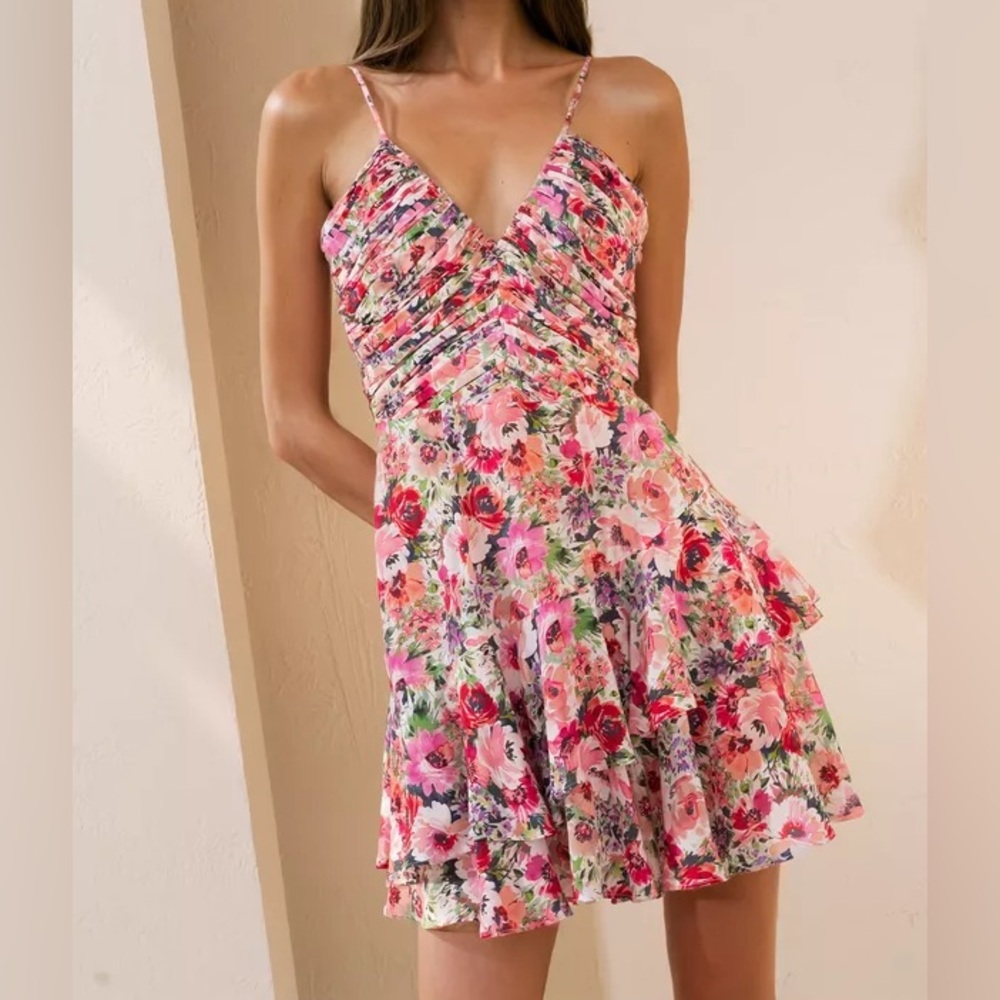 Yumi Kim Floral Ruffle Tiered Mini Jax Dress